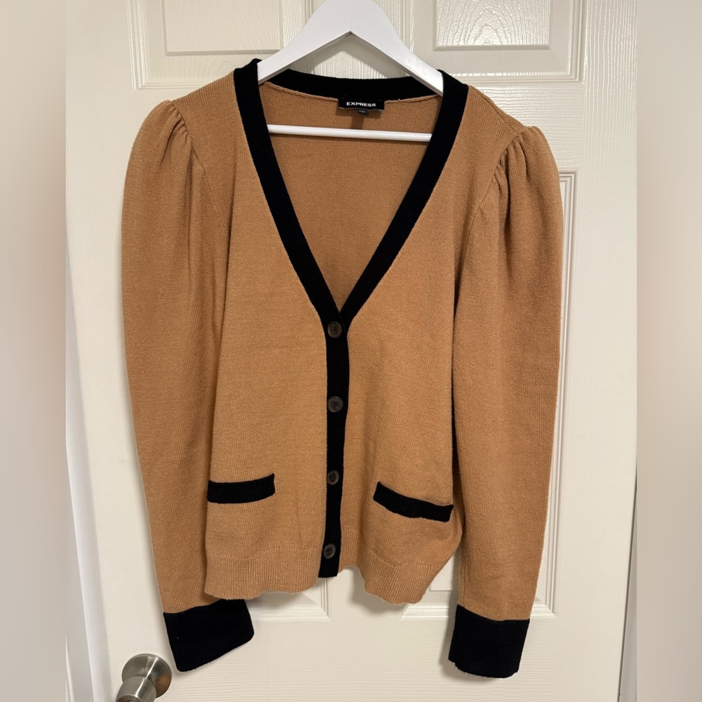 Express Camel and Black Cardigan
